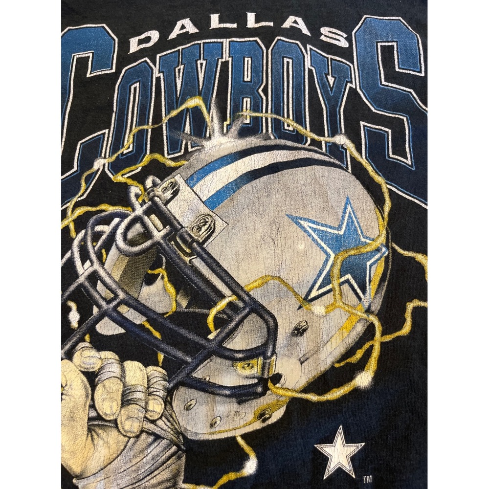 Vintage 1995 Dallas Cowboys NFL T-Shirt Mens Small Single Stitch Lightning Black